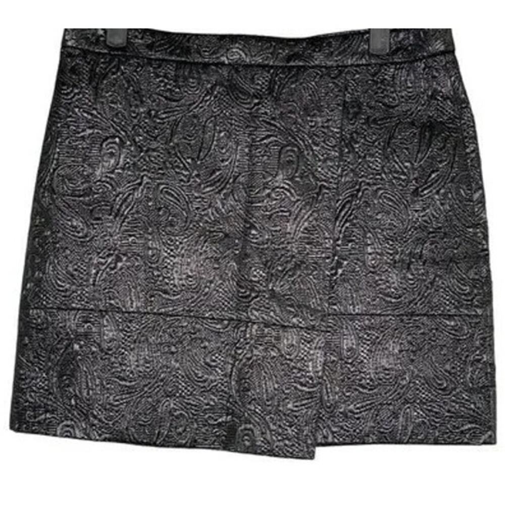 NWT J Crew Matelassé Origami Textured Metallic Lined Mini Skirt Zip Up 4 Grey - Picture 14 of 15